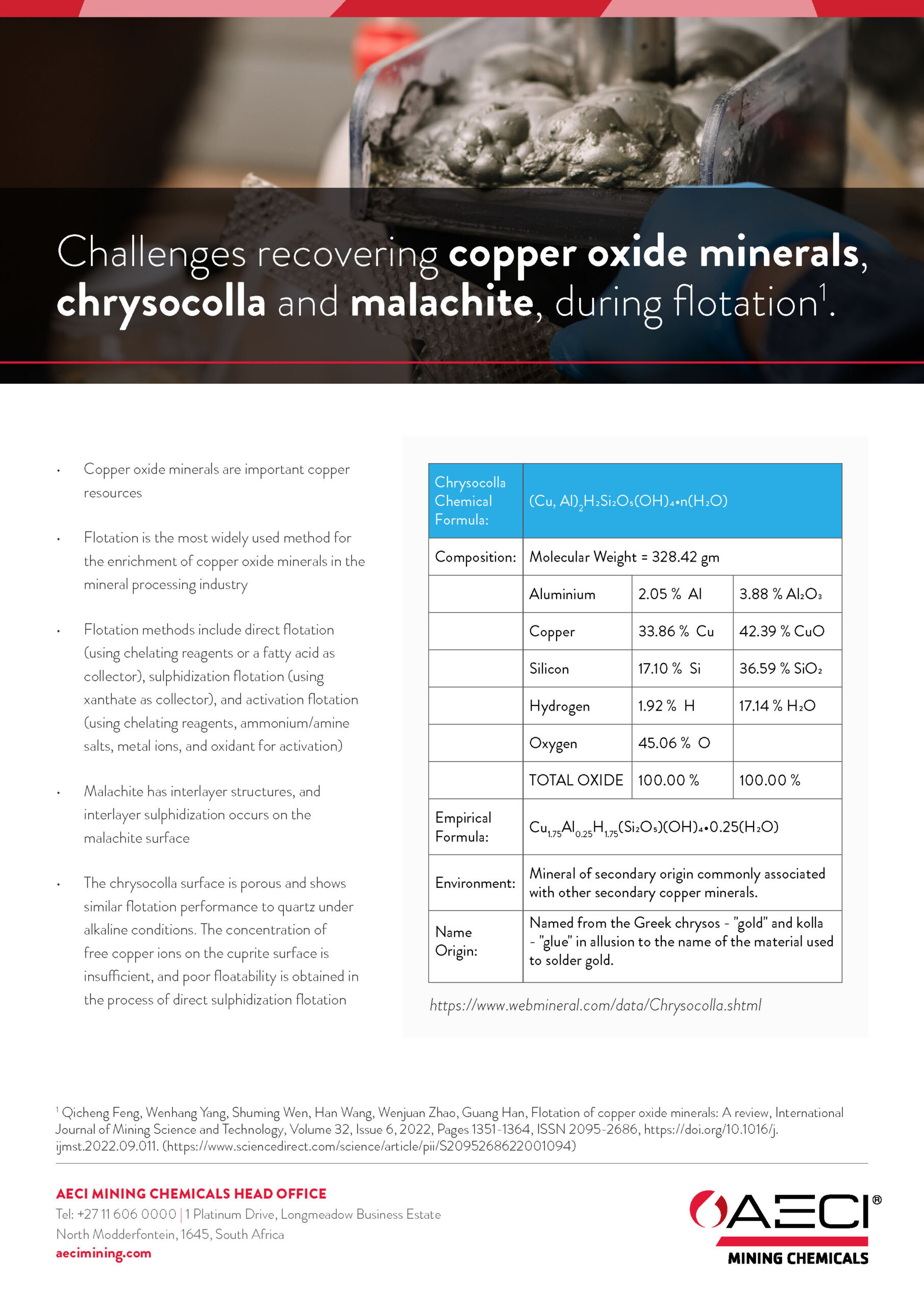 AECI ME CS Challenges recovering copper oxide minerals chrysocolla and malachite 1 Page 1